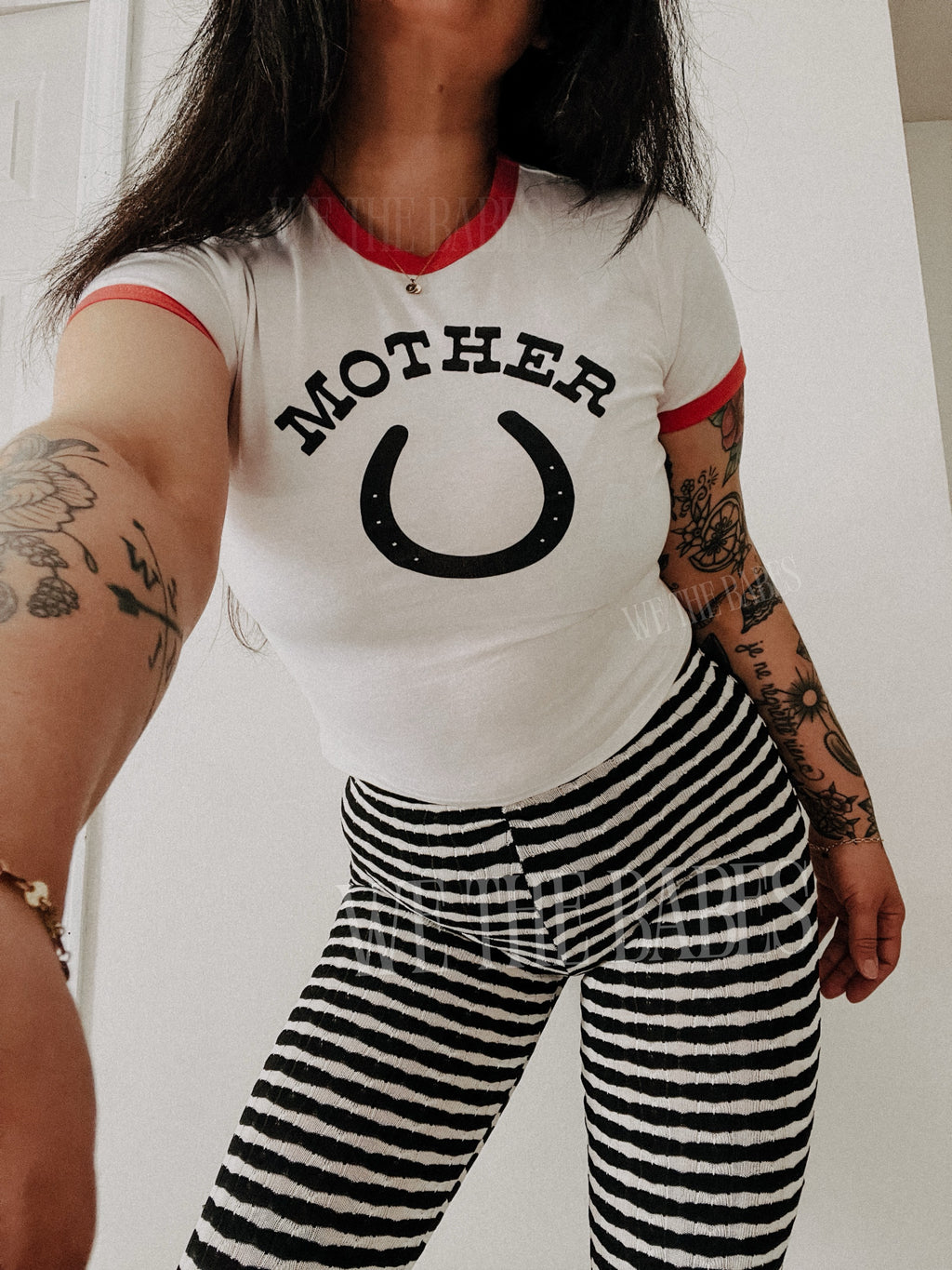Mother Horseshoe Ringer Crop Tee