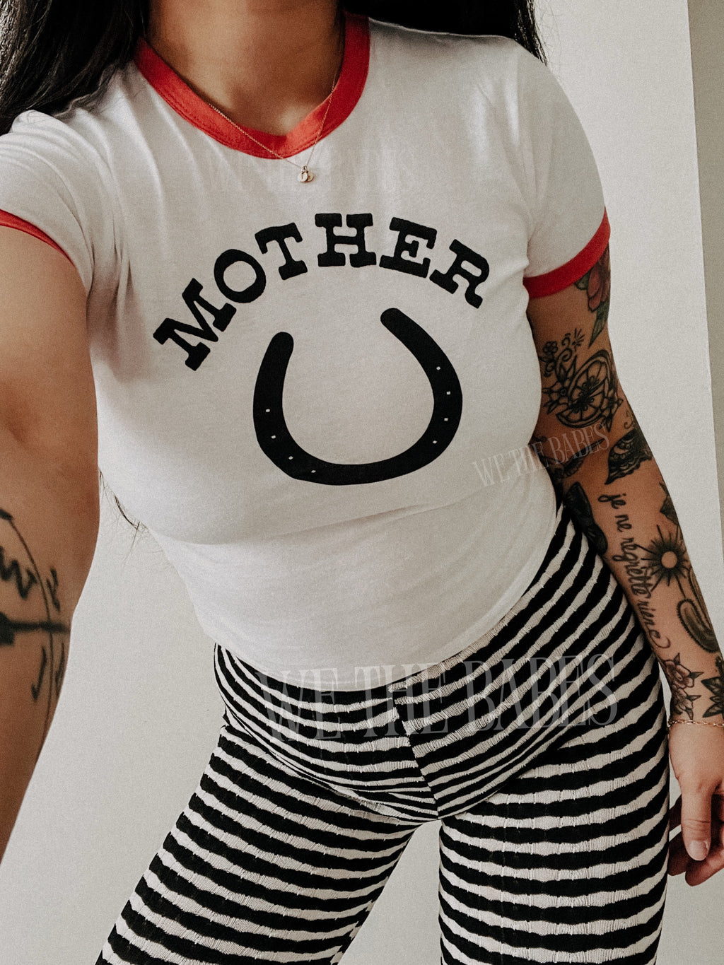 Mother Horseshoe Ringer Crop Tee