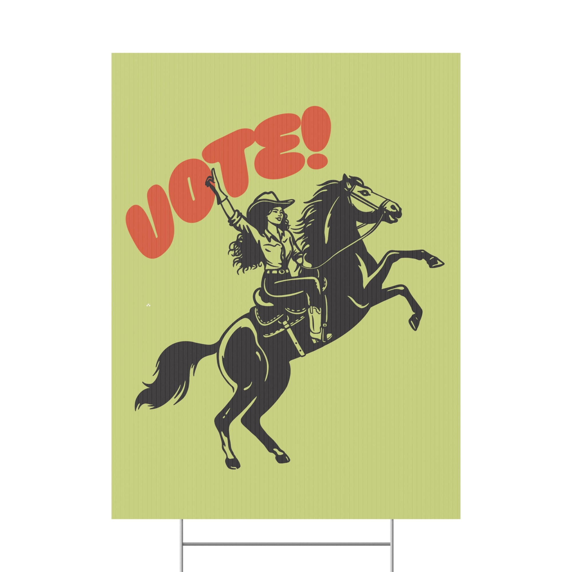Vote cowgirl yard sign