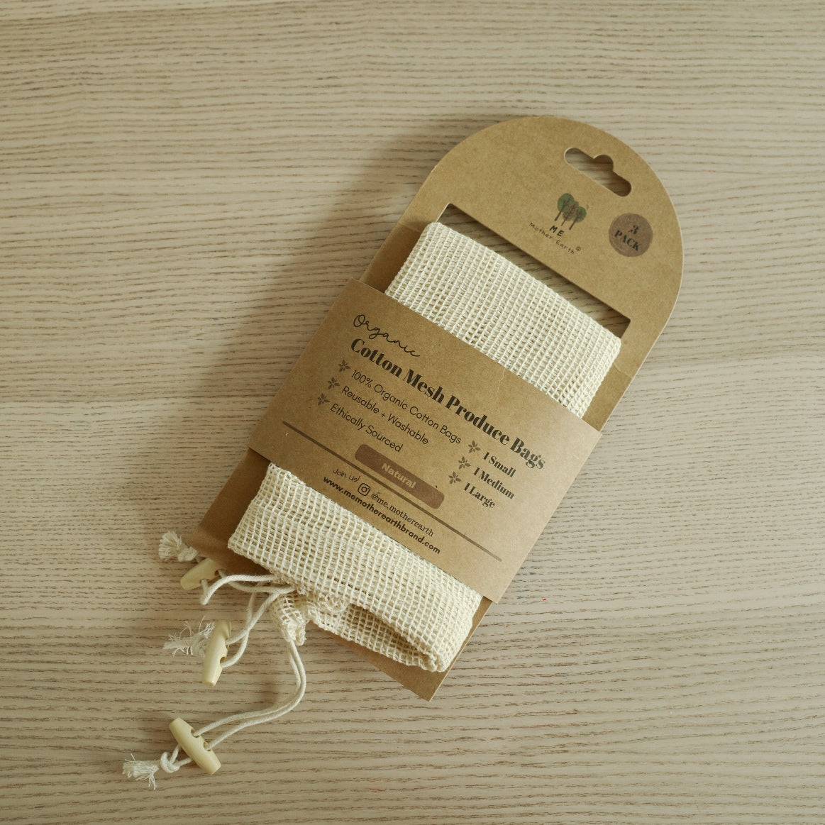 Organic Cotton Mesh Produce Bags - 3 Pack