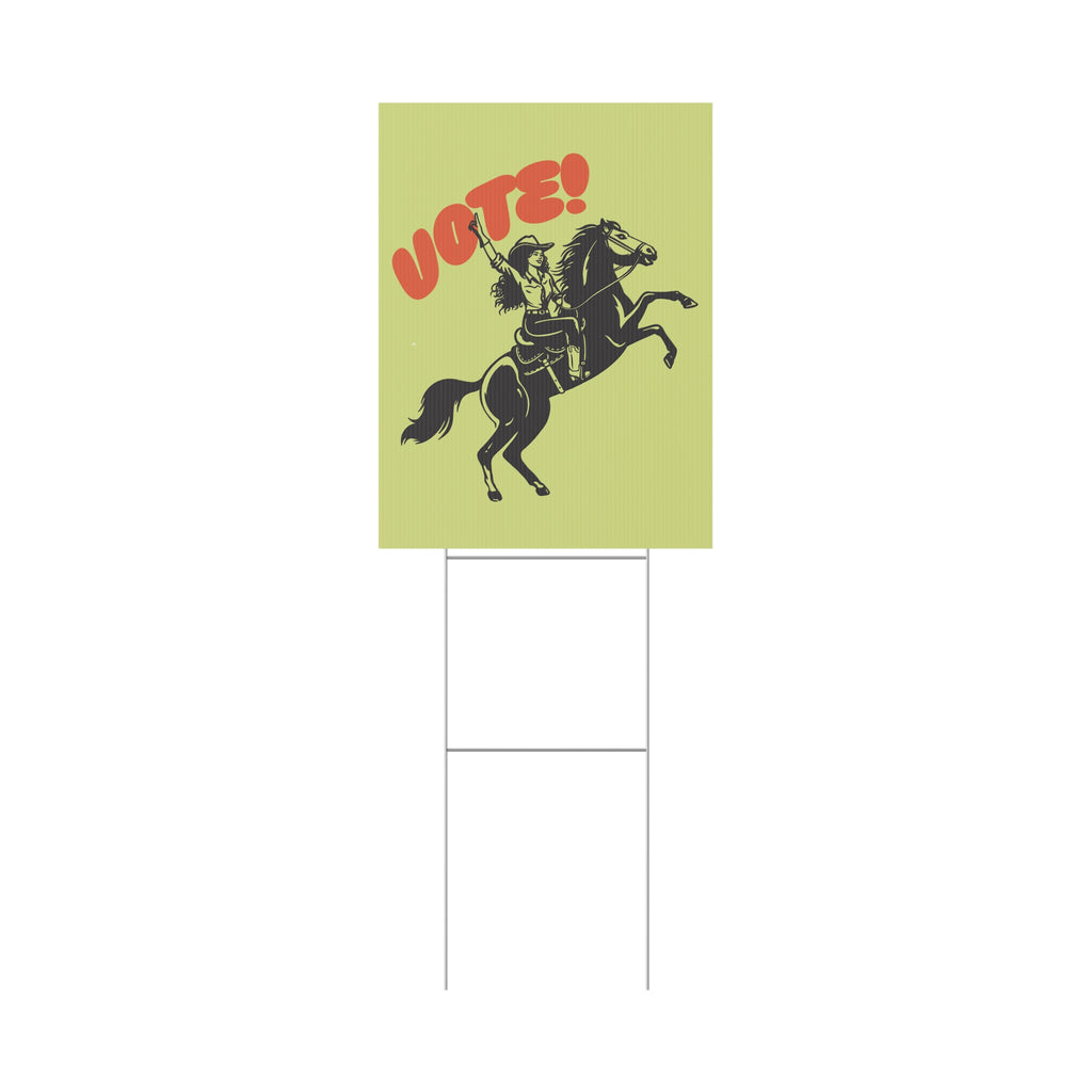 Vote cowgirl yard sign
