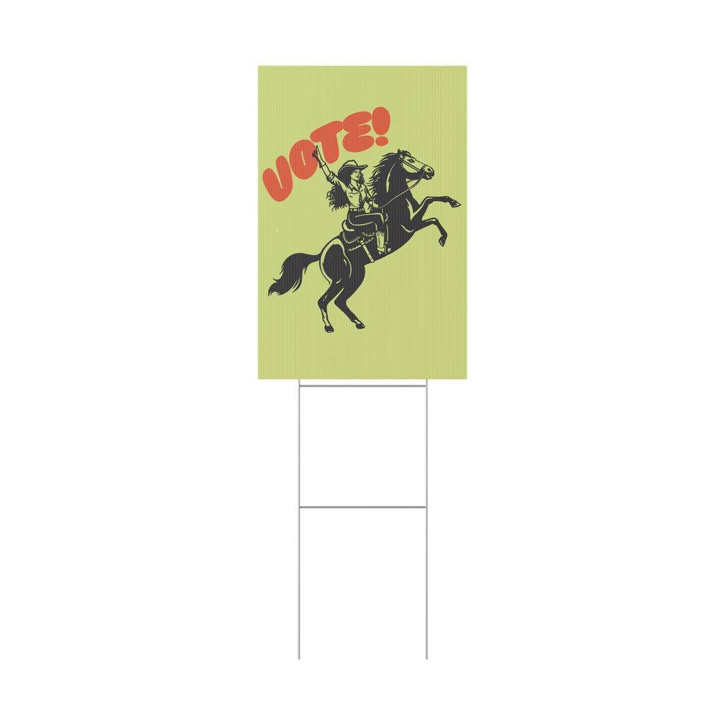 Vote cowgirl yard sign