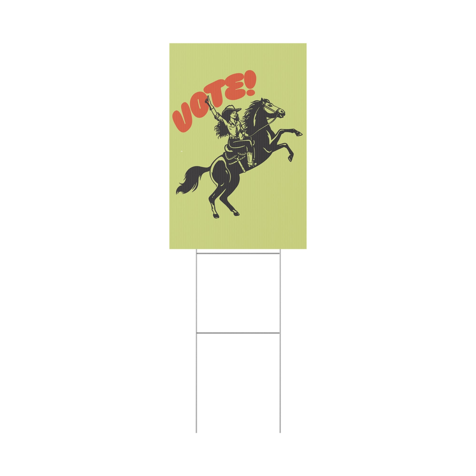 Vote cowgirl yard sign