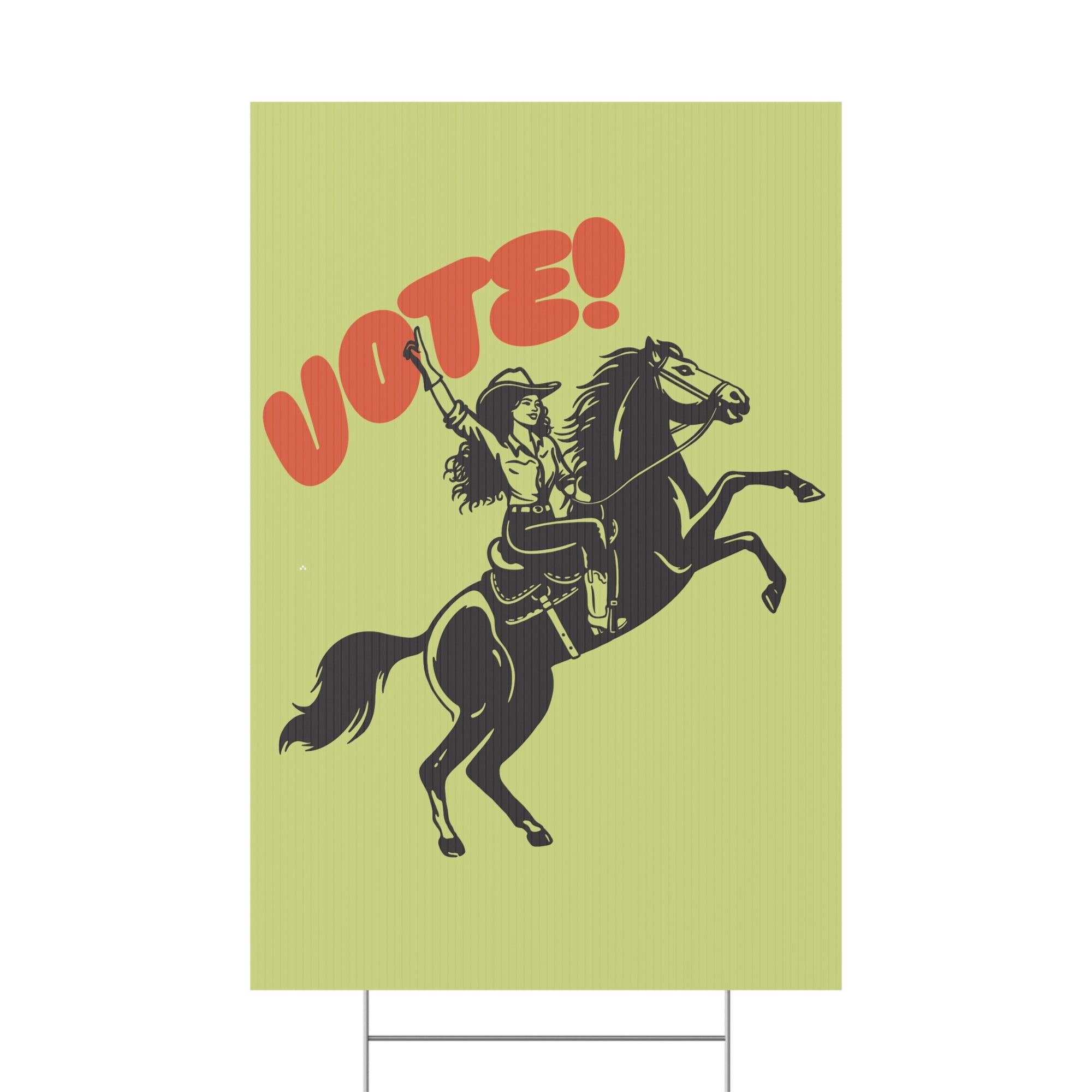 Vote cowgirl yard sign
