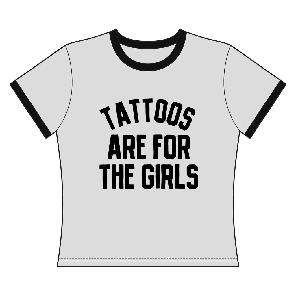 Tattoos are for the girls crop ringer tee