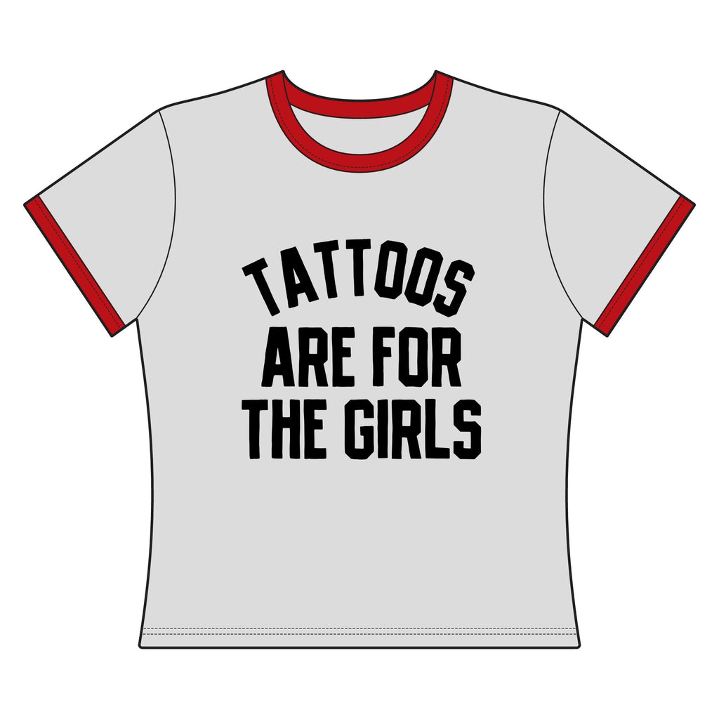 Tattoos are for the girls crop ringer tee