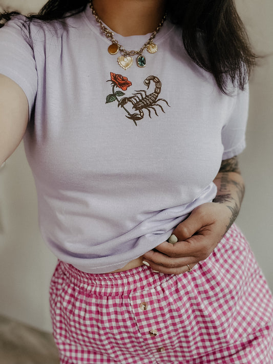 Scorpion + Rose Boxy Baby Tee