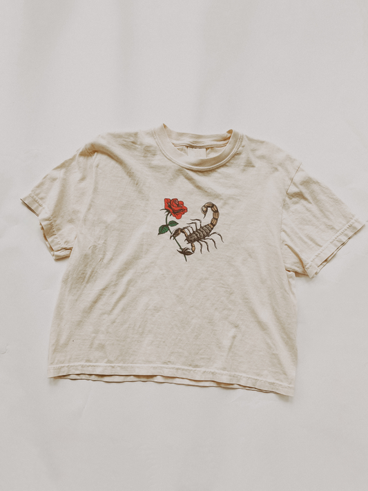 Scorpion + Rose Boxy Baby Tee