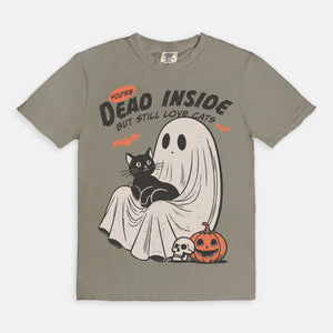 Dead Inside But Love Cats Halloween Tee