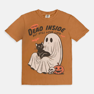 Dead Inside But Love Cats Halloween Tee