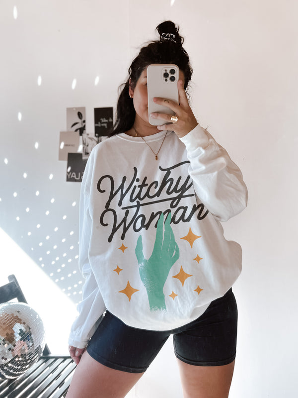 Witchy Woman Halloween Vintage Crew