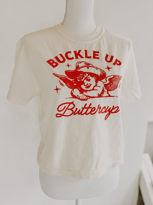 Buckle Up Buttercup Boxy Baby Tee