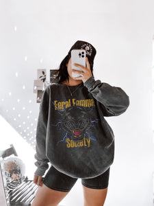 Feral Femme Society Vintage Washed Crew