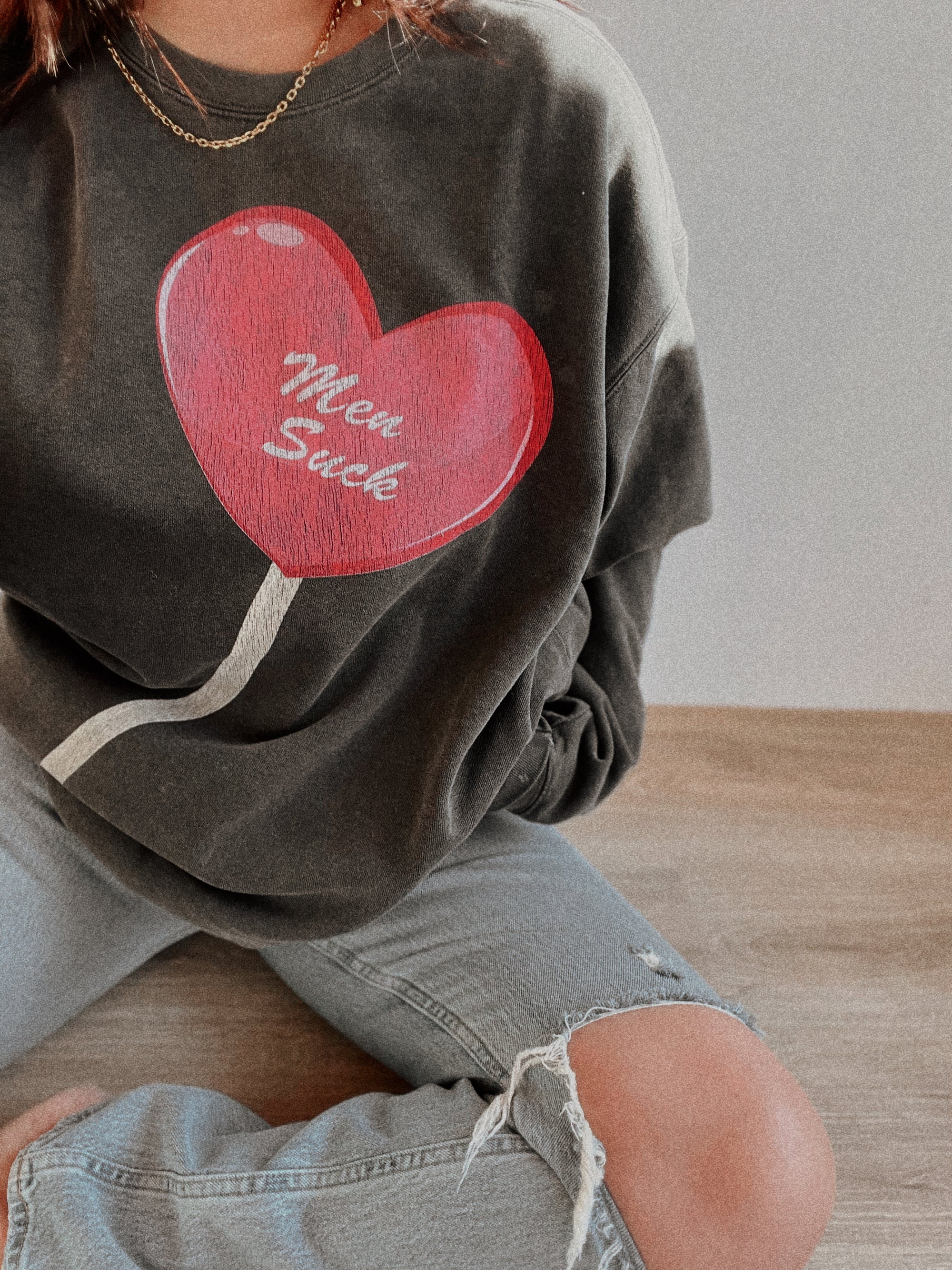 Men Suck Vintage Wash Crewneck