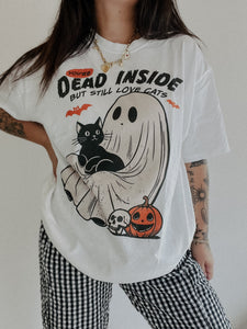 Dead Inside But Love Cats Halloween Tee