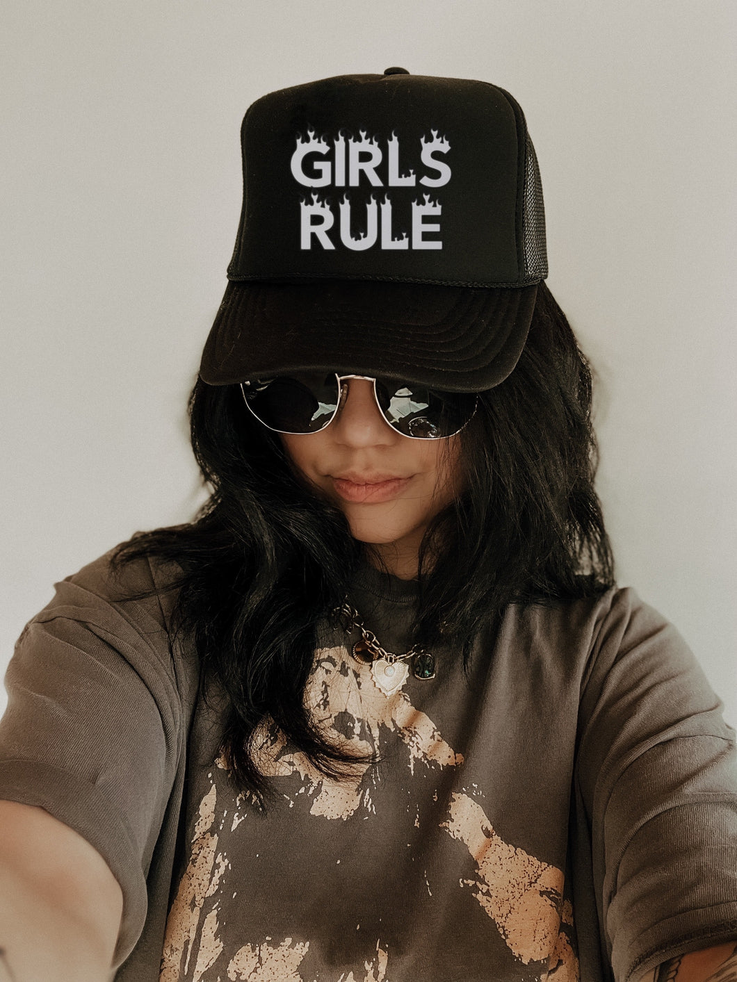 Girls Rule Trucker Hat - Black