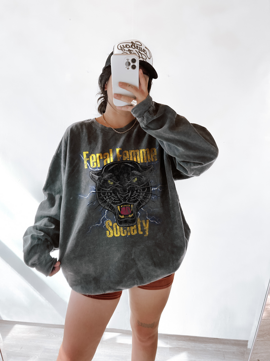 Feral Femme Society Vintage Washed Crew